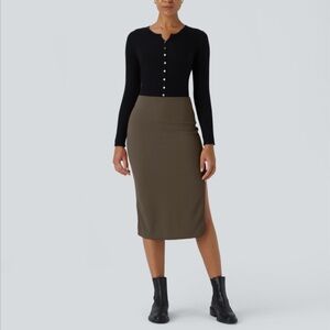 Halara Ribbed High Waisted Bodycon Midi Casual Skirt, Size S